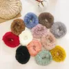 12 stks Verschillende kleuren Konijn Cover Tie Eenvoudige elastische Effen Kleur Scrunchies Haarkabel Imitatie Mink Down Bont Ribben