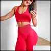 Övning Fitness Slitage Utomhuskläder Sport Utomhus Yoga Outfits Womens 2 st Seamless Hyperflex Workout Sport Leggings och Top Set för