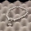 Mode nouvelle lettre perle chaîne pendentif bracelet 18K or rose titane acier bracelet diamant treillis bracelet