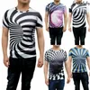 2019 Marque All Over Print Hommes t-shirt Drôle t-shirt Illusion d'optique Noir-Blanc Graphique O-Cou Pull Femmes 3D T-Shirt X0621