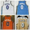 Rétro hommes # 0 Gilbert Arenas maillot de basket-ball jaune bleu blanc couleur haute qualité 0 maillots en gros tous Ed