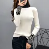 Kadınlar Sıkı Temel Sweater İnce Uzun Kollu Kadın Süvariler ve Külep Yelcelan Slim Ladies Tops Örme Moda Sonbahar Kış Giysileri Giyim 575