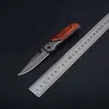 Fast shiped Pocket Folding Knife 3Cr13Mov Grey Titanium Coated Blade Wood + Steel Handle EDC Knives With Retail Box