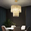 Modern LED Crystal Chandelier Lighting for Living Room Kitchen Island Bedroom Round Home Decoration Fixture Hanging Lamp