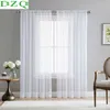 DZQ Solid Color White Sheer Curtain for Living Room Bedroom Kitchen Door Window Treatment Modern Household Voile Tulle Curtain 210712