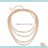 Chains & Pendants Jewelrychains Ingesight.Z Multi Layered Gold Color Link Chain Choker Necklaces Vintage Irregular Imitation Pearl Long Wome