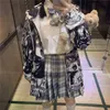 Mode-qweek japanse harajuku anime hoodie hentai zip up mode streetwear dames kawaii sweatshirts Koreaanse lange mouw tops