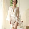 Women Clothing Long Robe Sleepwear Ladies Gowns Autumn bathrobe Bridesmaid striped Robes Lingerie Sexy Transparent Kimono 210924