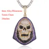 Pendant Necklaces 100% Micro Zircon Hip Hop Halloween Skull Ghost Necklace For Men Jewelry Party Custom Accept Bling