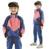 Случайные мальчики одежда набор весна осень детская одежда военно-морской флот с длинным рукавом пуловер твердый спортивный костюм для детей мальчиков топ брюки x0802