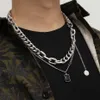 Goth svart kristall hängsmycke halsband för kvinnor män bijoux chunky asymmetry kedja halsband choker grunge punk smycken