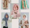 Women's Wrap your head to Keep Warm Suit Winter Scarf, & Glove Sets Faux Fur Soft Rabbit Cute Hat Ear-flapped for Girls