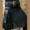 Nouveau 2020 écossais Kilt unisexe Cosplay Ecosse classique rétro gothique jupe plissée Hip Hop Shorts ceintures poche genou longueur hommes H1210