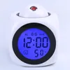 Outros relógios Acessórios multifuncional LED Projeção de despertador com voz falando função Digital 12/24 horas Temperatura