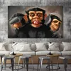 3 apor affisch Cool graffiti gatukonst Canvasmålning Väggkonst för vardagsrum Heminredning affischer och tryck