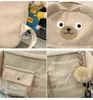 Damer söt corduroy ryggsäck kvinnlig kawaii björn broderi design resa ryggsäck mochila för kvinnor student japansk skolväska y1105