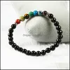 Pärlstav, strängar smyckesdesign 7 chakra helande yogameditation armband 6mm fasetterad svart onyx sten med kejserliga hav skickade armband för g