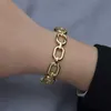 Gift for Girlfriend Steampunk New Luxury Stainless Steel Ladies Bracelet Golden Hollow Opening Junk Aesthetic Jewelry Bracelet Q0719