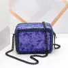 Factory wholesale women bag simple atmosphere Knitting handbag personality retro contrast leather handbags street trend Crochet chain bags