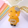 Key Rings Fashion Lucky Smile Crystal Cow Keyring Keychains For Car HandBag Pendant Accessories Party Gift Chains Holder K213