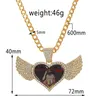 Collier pendentif avec image personnalisée, médaillons en forme de cœur, ailes d'ange, avec chaîne de Tennis de 4MM, cristal, bijoux Hip Hop pour hommes et femmes, cadeau