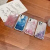 Bling Glitter Quicks و Cases for iPhone 15 14 13 12 Pro Max 11 XR XS X 8 7 6 5 Plus Hard PC Soft TPU Stars Liquid Starry Heart Love Floating Shinny Women Gover