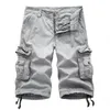 Solid Casual Loose Mens Cargo Shorts Summer Brand Cotton Military Mens Short Pant Work Daily Multi-pocket Men Tactical Pant 210524