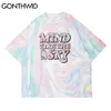 GONTHWID Tshirts Streetwear Harajuku Sky Print Stripe Tie Dye Cotton Tee Shirts Hip Hop Casual Short Sleeve T-Shirt Fashion Tops 210707