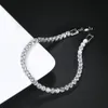 moissanite chain Bracelet tennis Zircon simple rang 4mm rond plein diamant chaîne en or bijoux hip hop transfrontaliers