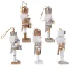 1 set = 5 pcs Natal decoração de boneca de madeira artesanal Nutcracker Boneca Pingente Criativo Brilhante De Pó De Boneca 211122