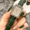 ブランドウォッチ女性女の子クリスタル長方形スタイルレザーストラップクォーツ腕時計Cha42