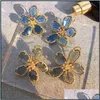Boucles d'oreilles bijoux S925 Sier aiguille boh￨me grand p￩tale luxe exag￩r￩ femme vitre ￠ cristal d'oreille de boucle d'oreille nuptiale oreille polyvalente
