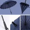 Long Straight Handle Umbrella 16K Strong Windproof Solid Color Pongee Umbrellas Rainbow Men Women Sunny Rainy Bumbershoot BH4792 T4265295