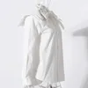 Twotwinstyle Słodka Biała Koszula Dla Kobiet O Neck Z Długim Rękawem Dorywczo Solidna Minimalistyczna Bluzka Kobieta Moda Odzież 210517