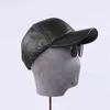 本物の野球キャップの男性黒牛皮帽子スナップバック男性調節可能な秋冬本革ピーク帽子