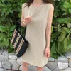 Moda Letnia Sukienka Kobiety Bez Rękawów Bawełniana Pościel Seksowna Mini Elegancka Casual Plus Rozmiar ES dla Vestidos 9864 210512