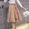 WERUERUYU Long Skirt Women Fall Winter Korean Velvet High Waist Casual Loose Office Lady Clothes Plus Size Midi Skirt 210608