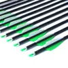 28" 30" 31" Spine 500 Mixed Carbon Arrow Hunting Archery 3" Green White Plastic Vane OD 7.6MM for Recurve Compound Bows