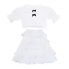 Mädchenkleidung Anzug 2-teiliges Set Schleife Kurzes Top + Kuchenrock Frühling Sommer Outfits Mode Kinder 210515