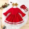 0-3y Baby Girls Boże Narodzenie Sukienka Dla Dziewczyn Baby Girls Santa Claus Outfit Zimowy Rękaw Rękaw Princess Dress Dzieci Xmas Costume G1026