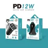 12W 2.4A高速車充電器Daul Ports PD USB C CAR CAR CHARGER POWERADAPTERSOF IPHON 11 12 13 14 15 SAMSUNG XIAOMI ANDROID電話gp