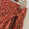 Jupe vintage femme taille haute jupe à lacets femme plage volants imprimé irrégulier mini jupe asymétrique 210514