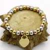 T family – bracelet en acier inoxydable, décoration à la main, cœur de pêche, chaîne de perles rondes, bijoux en acier pour femmes, marque