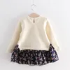 Girls Dress Spring Autumn Flower Stitching Princess Toddler Girl Cute Rabbit Bow Children 210515