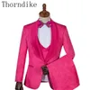 Thorndike Разные цвета Один Кнопка Groom Tuxedos Шаль Отворачивает Groomsmen Лучший Человек Костюмы Мужские Свадебные Костюмы Три Части Костюмы X0608