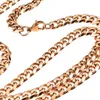 Kedjor Rose Gold Tone rostfritt stål Miami Curb Chain Armband Set Cuban Link Necklace 57mm Bredd3193136