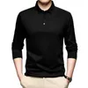 100% Mercerized Bomull Polo Shirt Män Långärmad Höst Vinter Mjuk Sport Golf Shits Slim Fit Svart Casual Brand Solid 210707