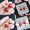 Stud Earrings Jewelry Trendy Luxury 1:1 Red Heart For Women Gold Ear Aessories Vintage Star Earring Lady Decoration 210323 Drop Delivery 202