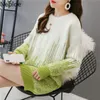 Imitation Water Velet Thicked Warm Pullover Sweater Contrast Color Patchwork Long Sleeve Pull Femme Autumn Winter Clothes 210422