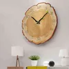 Horloge murale nordique chambre muet personnalité de la mode montre murale en bois moderne minimaliste anneau annuel Art horloge à Grain de bois H1230